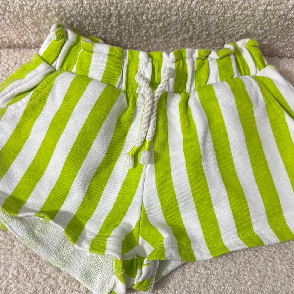 Green and White Striped girls Shorts